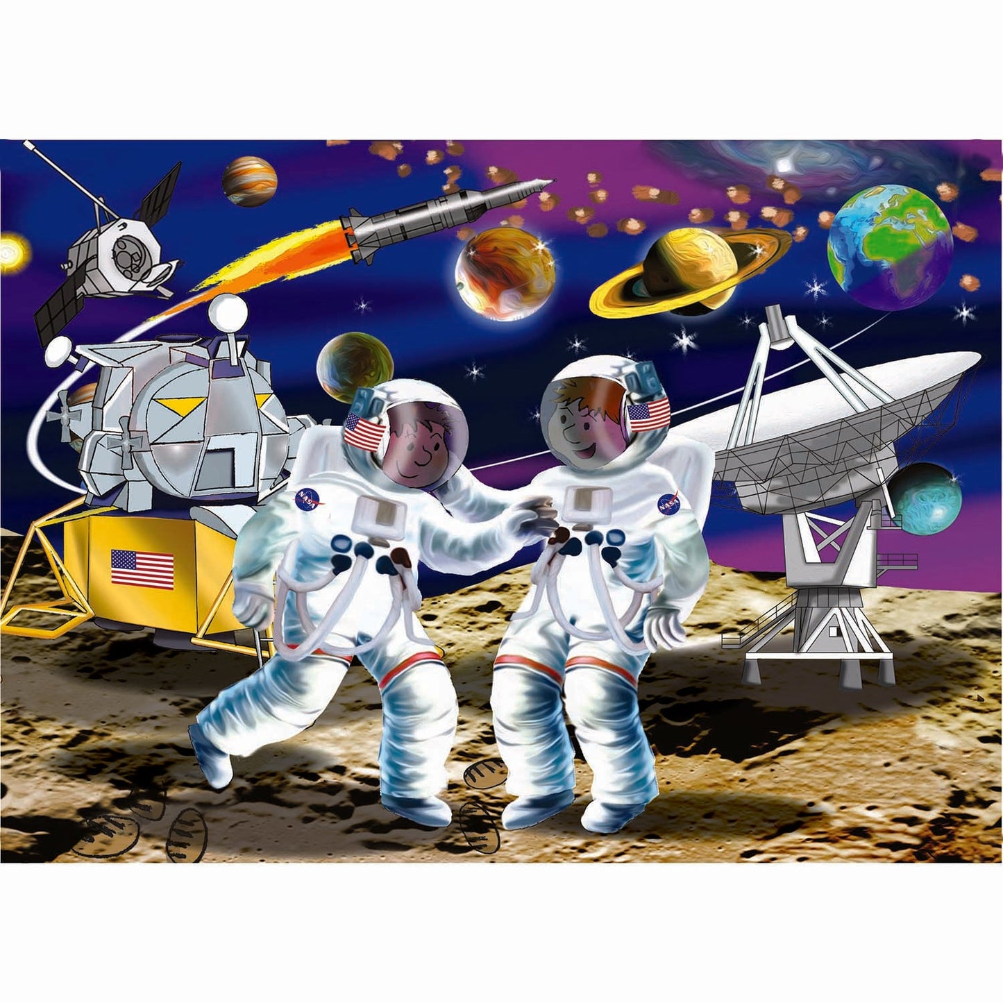 1969 Moon landing 24-piece wooden puzzle with astronauts