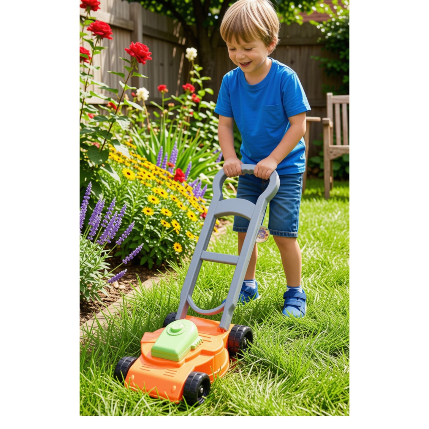 Let little gardeners join in the outdoor fun with the Kids’ Plastic Lawn Mower Push Toy. Designed for imaginative garden play, this child-sized pretend mower encourages children to push, walk and copy familiar gardening activities.