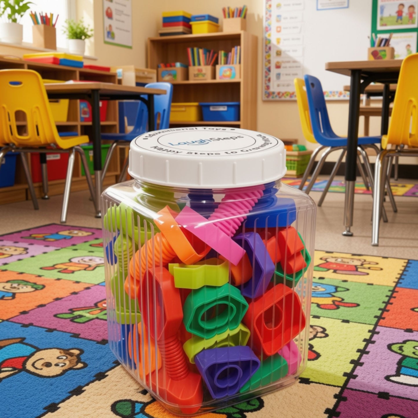 Colourful-plastic-nuts-and-bolts-in-geometric-shapes-for-fine-motor-practice-educational toys.