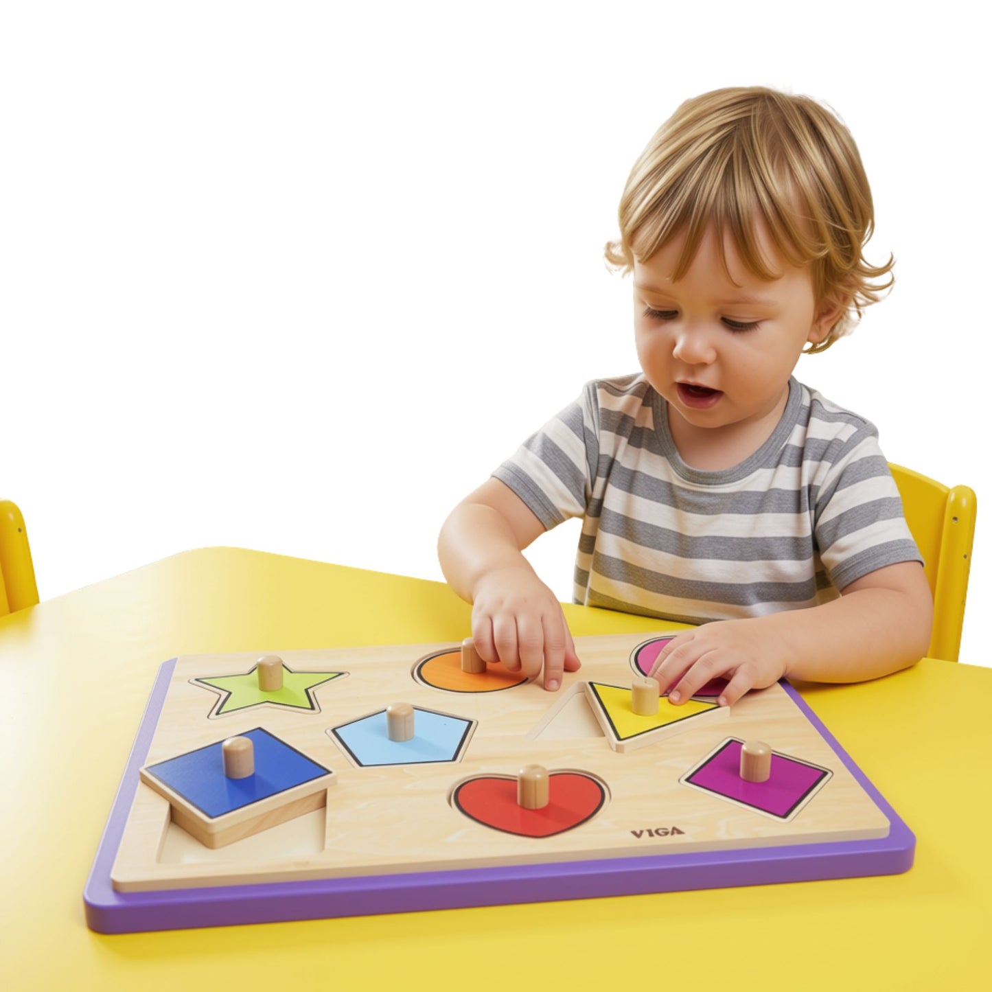 Wooden Flat Knob Shapes Puzzle (8 Piece)