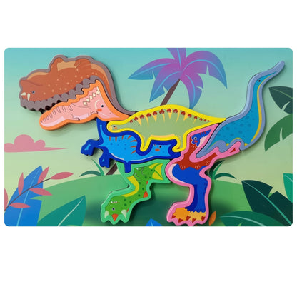 Dinosaur 7-piece wooden puzzle | Educational toy for home and school use