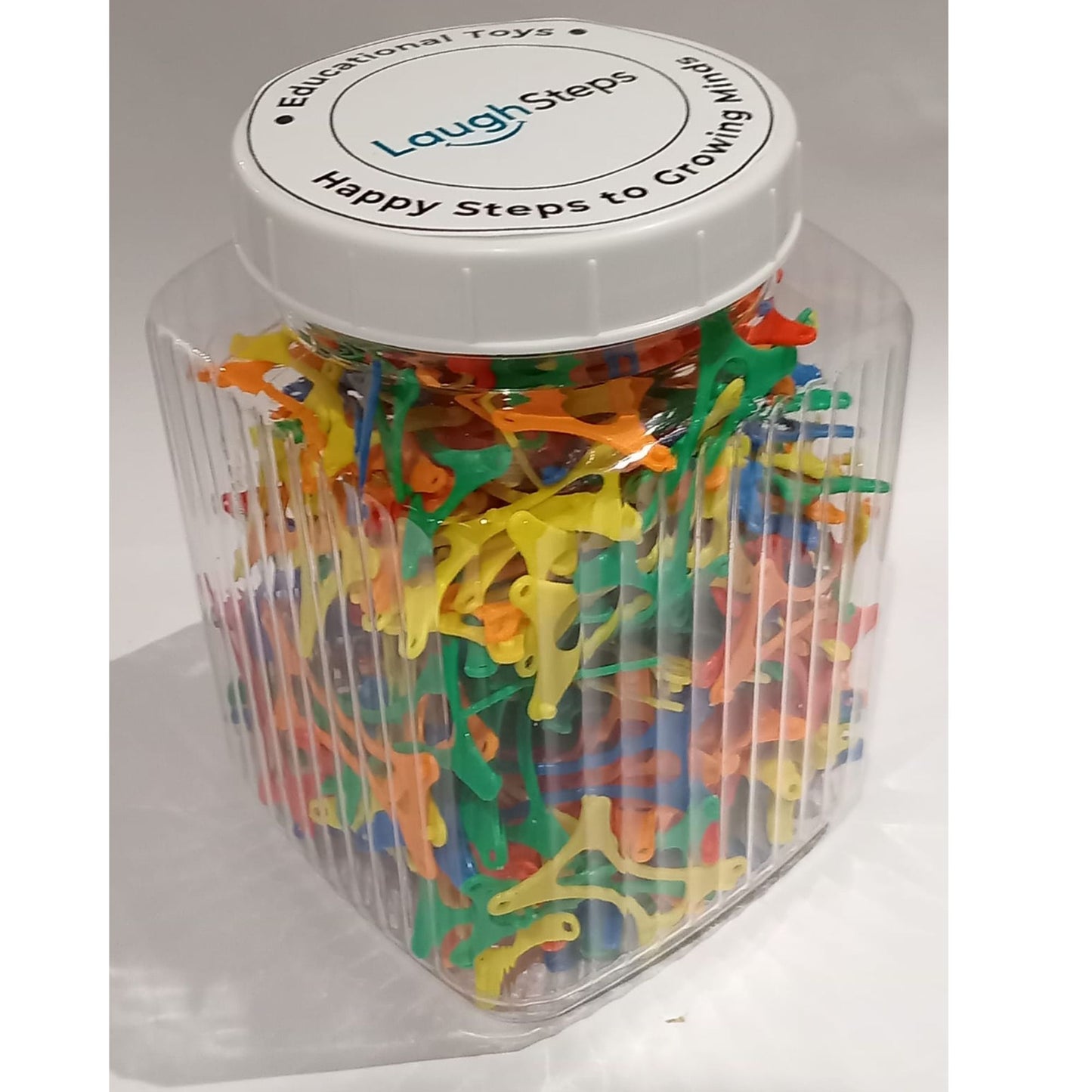 These versatile plastic connector pieces can be linked together in countless ways, 