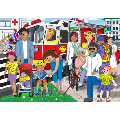 Learn about community heroes with the 36-Piece Wooden Puzzle. This educational puzzle introduces children to important helpers such as police officers, ambulance personnel, nurses, doctors and firefighters, while encouraging discussion about the roles they play in keeping communities safe and healthy. It also helps develop concentration, observation and problem-solving skills.