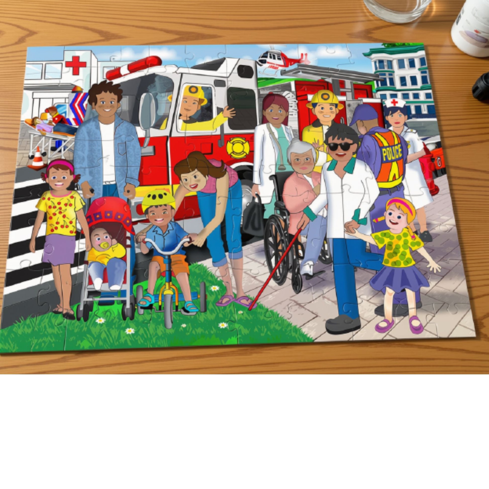 Learn about community heroes with the 36-Piece Wooden Puzzle. This educational puzzle introduces children to important helpers such as police officers, ambulance personnel, nurses, doctors and firefighters, while encouraging discussion about the roles they play in keeping communities safe and healthy. It also helps develop concentration, observation and problem-solving skills.