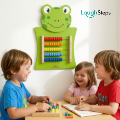 Introduce early counting with the colourful Frog Abacus Wall-Mounted Counting Board.