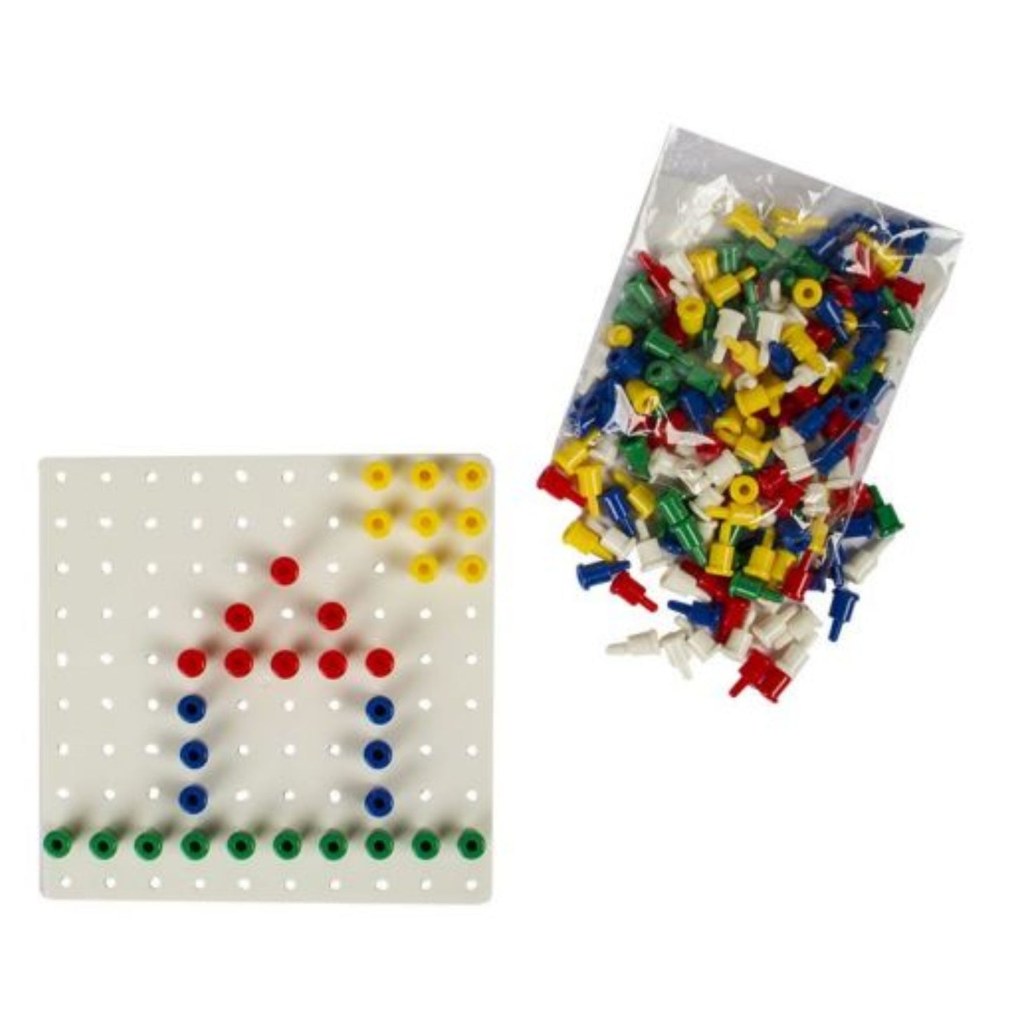 Image alt text: Educational 3D pegboard set with 200 colourful stackable pegs