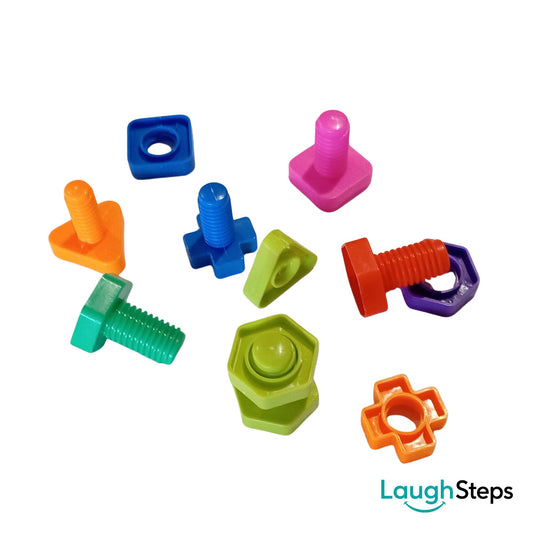 Twist, match, screw and build with this colourfull  Plastic Nuts and Bolts Fine Motor Set, designed to support hands-on learning and early motor development.