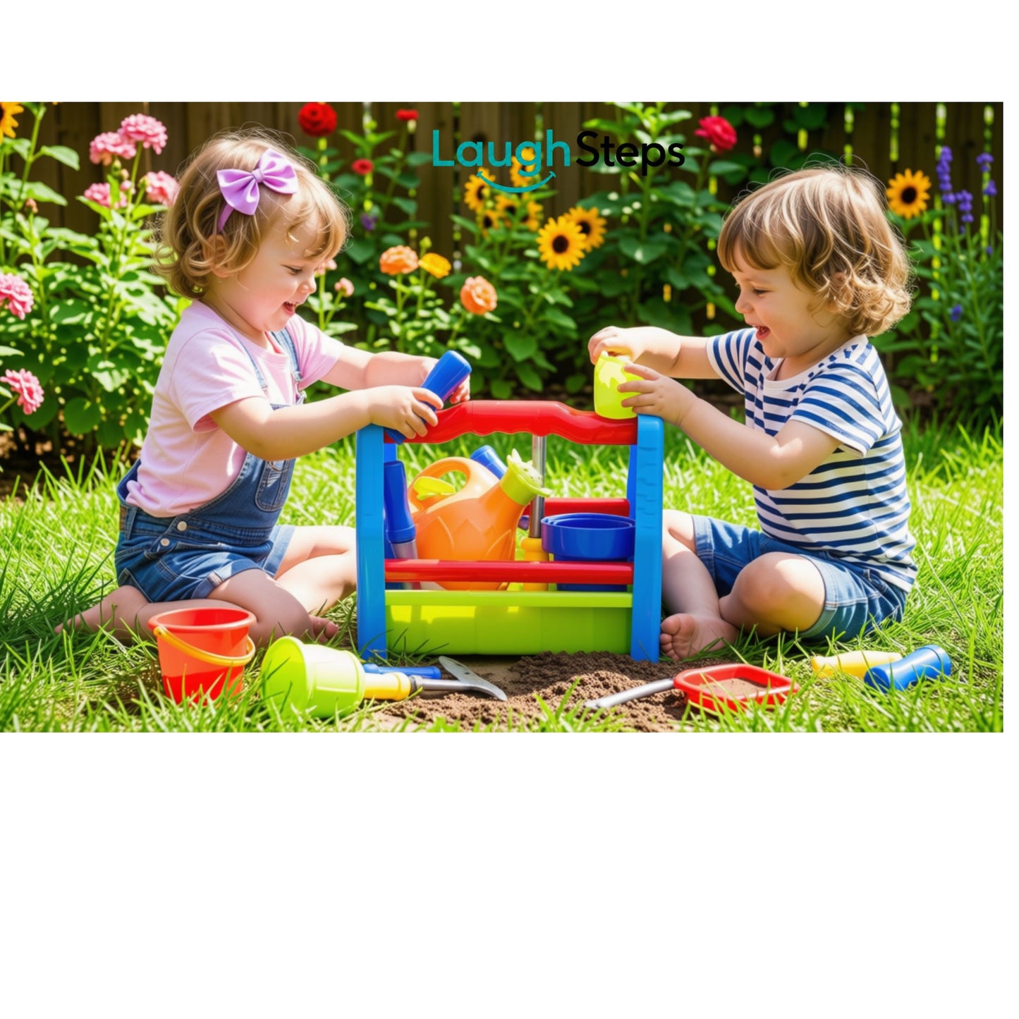 Encourage little gardeners to dig, rake, scoop and explore with the Toddler Plastic Garden Tool Set. Designed for young children, this colourfull  pretend-play set introduces basic gardening activities through hands-on outdoor play.