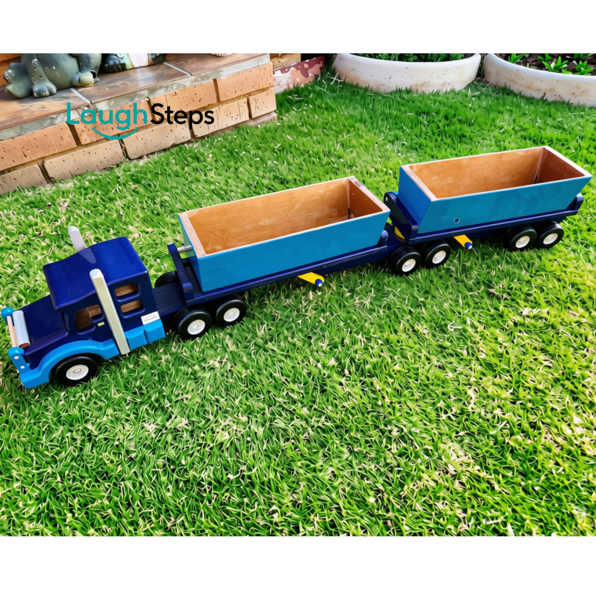Handmade Wooden Side Tipper Truck - Blue