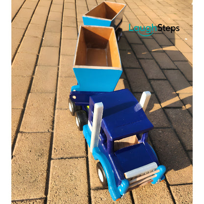 Handmade Wooden Side Tipper Truck - Blue