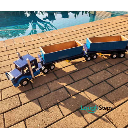 Handmade Wooden Side Tipper Truck - Blue
