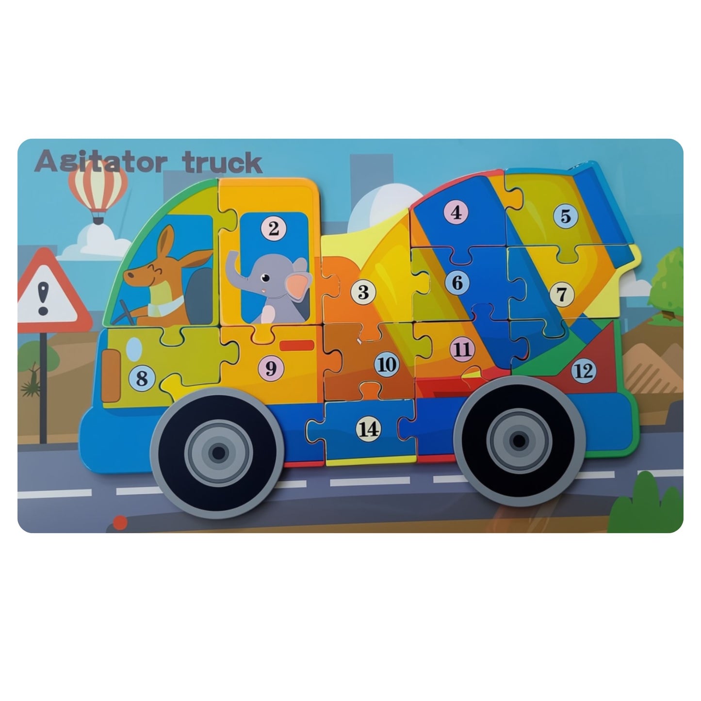 Wooden truck 15-piece | Educational toy puzzle for 3 years and older children