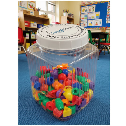 Colourful geometric threading beads in assorted cylinder ball triangle and square shapes
