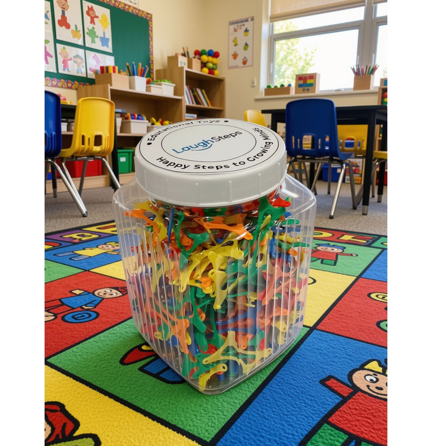 These versatile plastic connector pieces can be linked together in countless ways, 