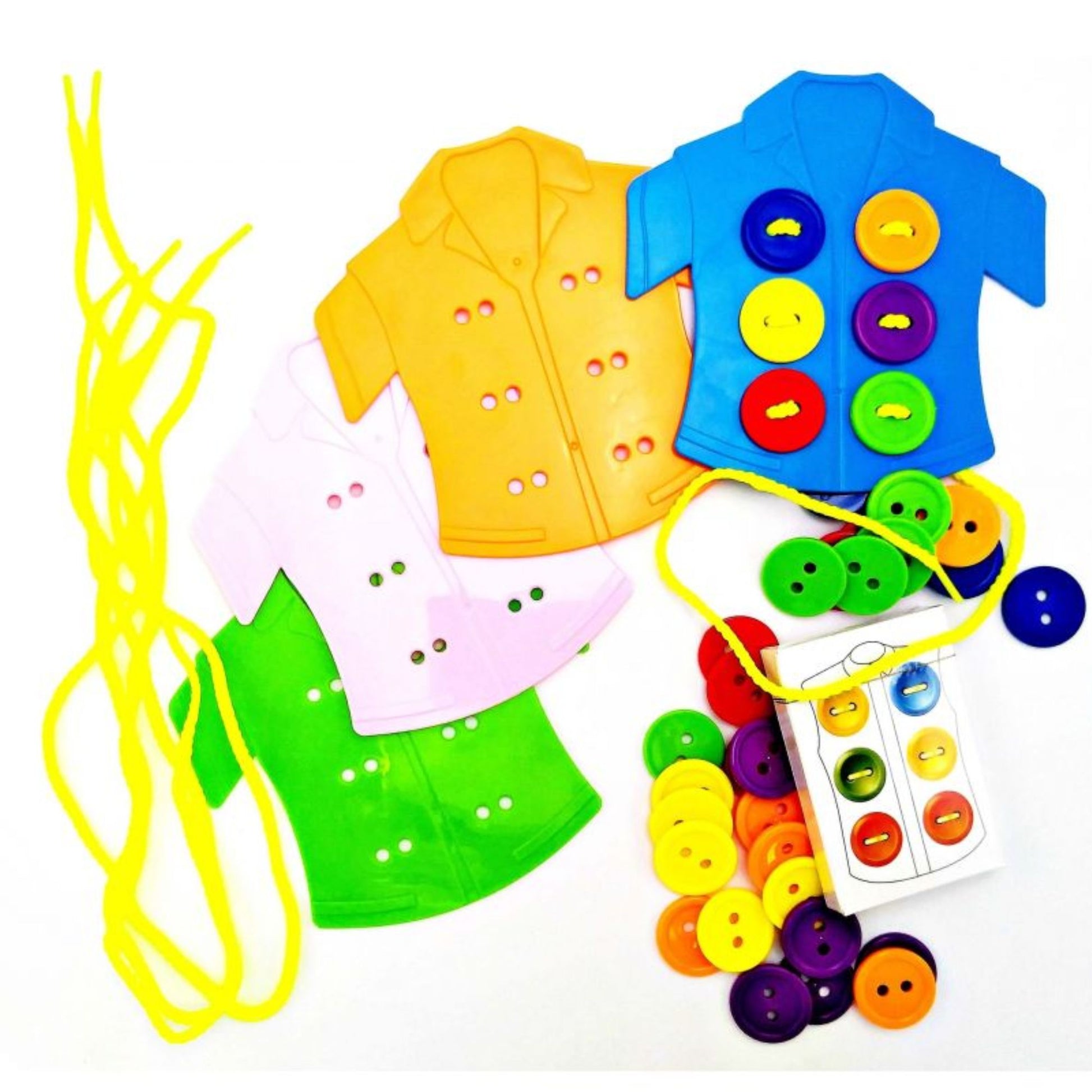 Clothes-themed button board game for preschool fine motor activities