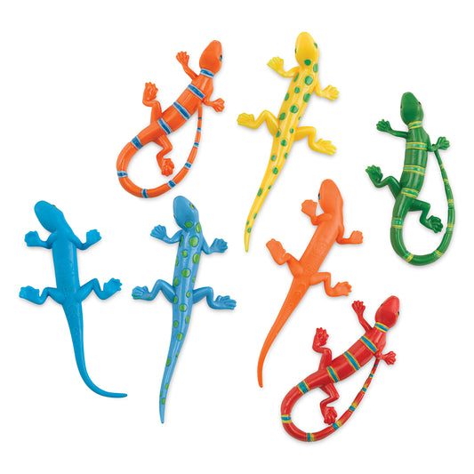colourful lizard figures seven piece set