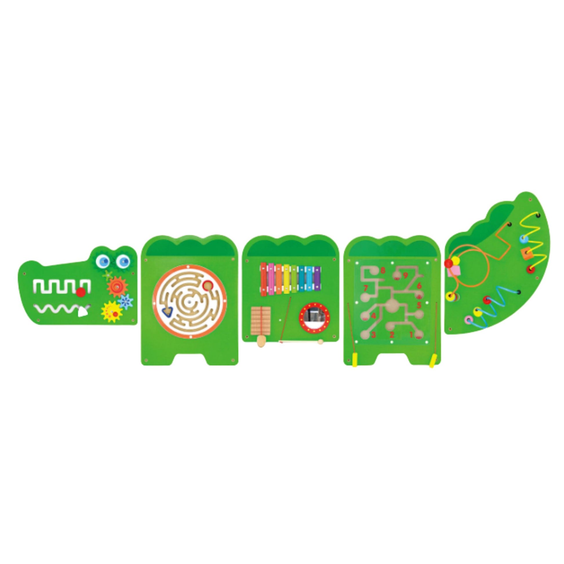 5 Long panel crocodile-shaped activity wall for pre-school