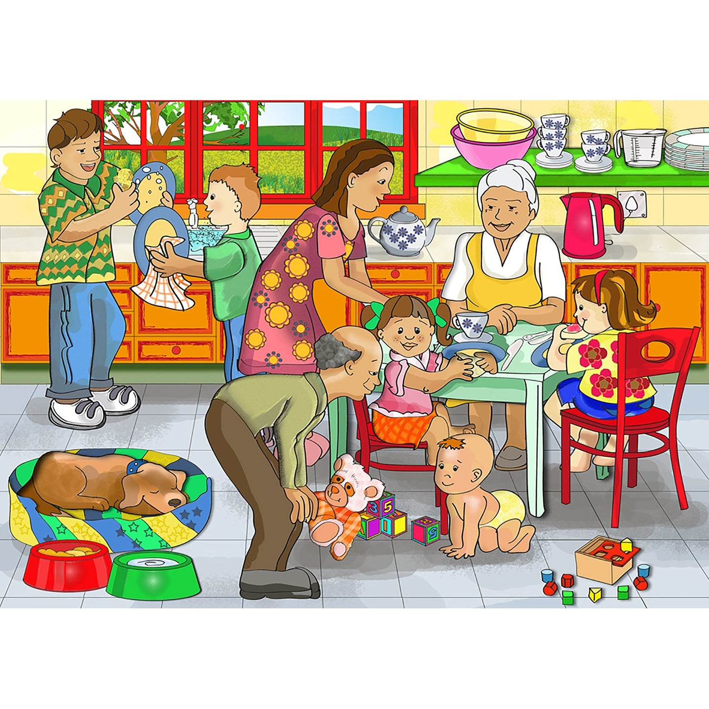 Happy family 24-piece wooden puzzle for children
