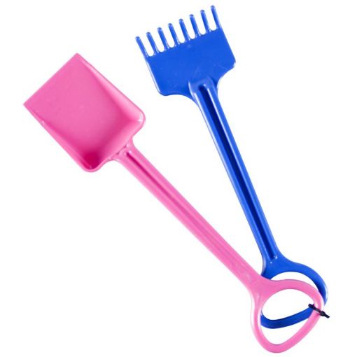 Heavy-duty children’s spade and rake set in assorted colours