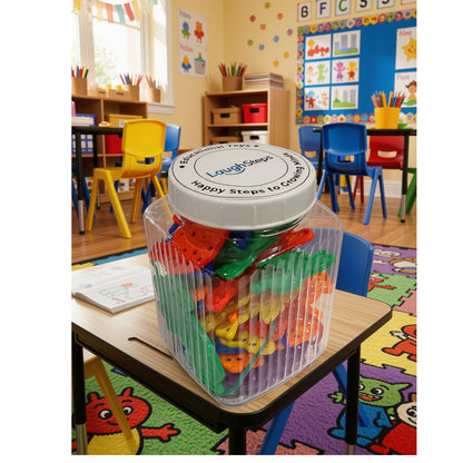 Colourful plastic lacing figures in assorted animal and object shapes for children