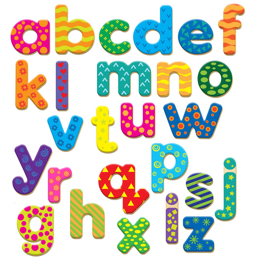 Magnetic lowercase wooden letters