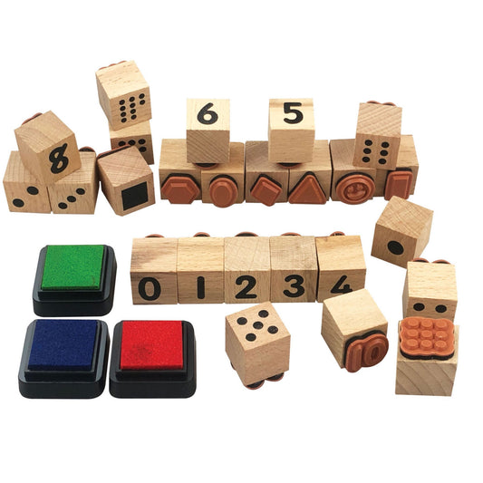 Numbers wooden stamp set for children