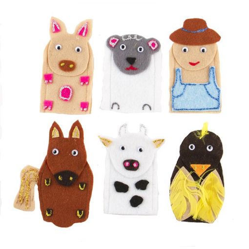 Old MacDonald farm finger puppet set with six characters