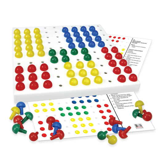 Pegboard Play fine motor activity set with coloured pegs