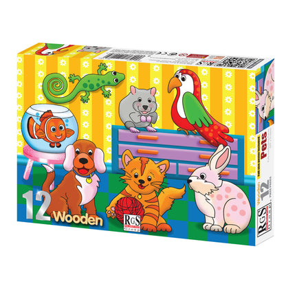 Pets 12-piece wooden puzzle box front