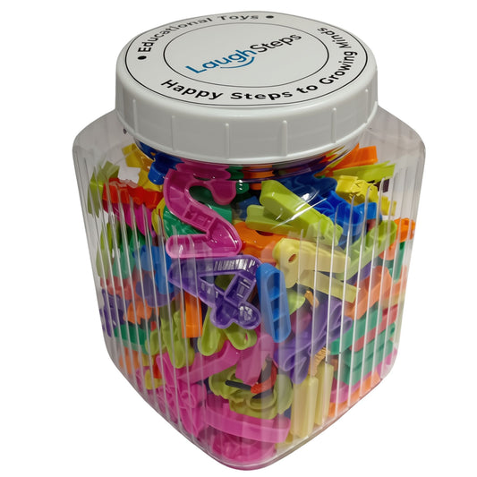Colourful plastic threading numbers and maths operator symbols for early maths learning