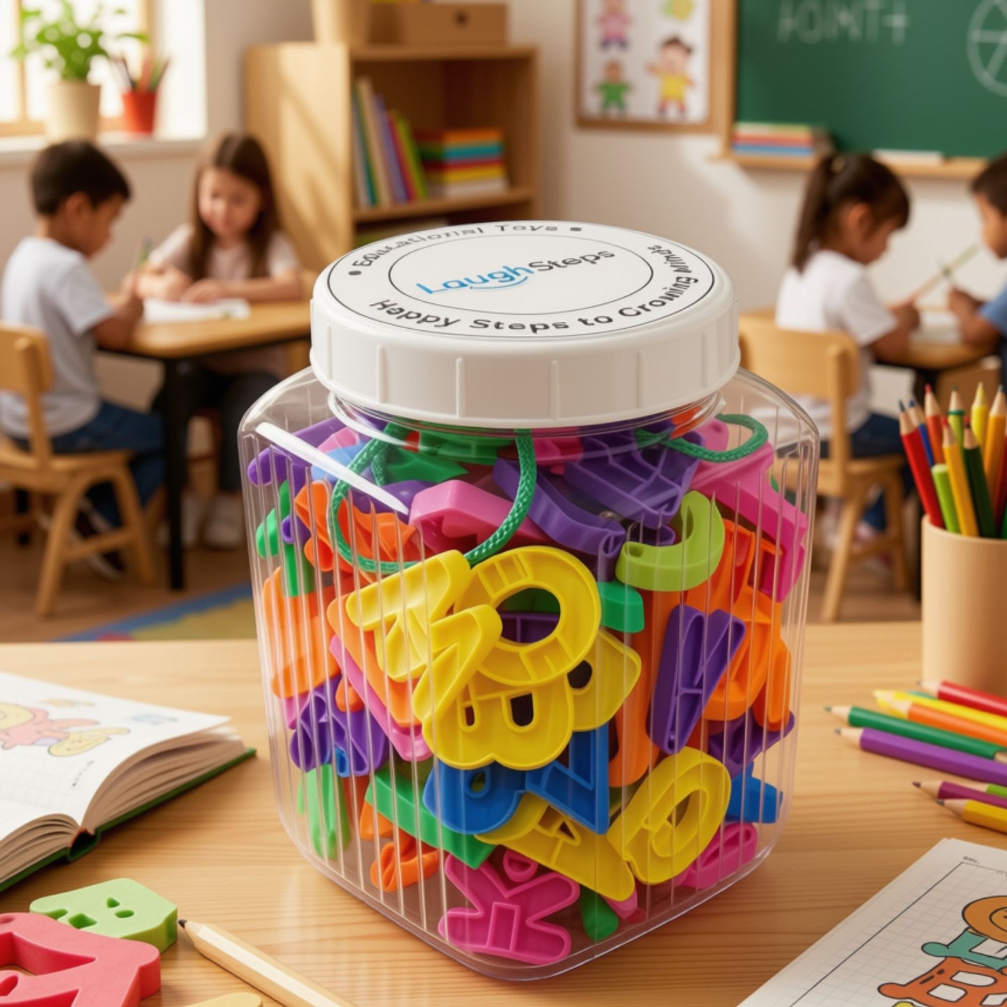 Colourful plastic threading alphabet letters A to Z for early literacy and fine motor activities | Pre-school