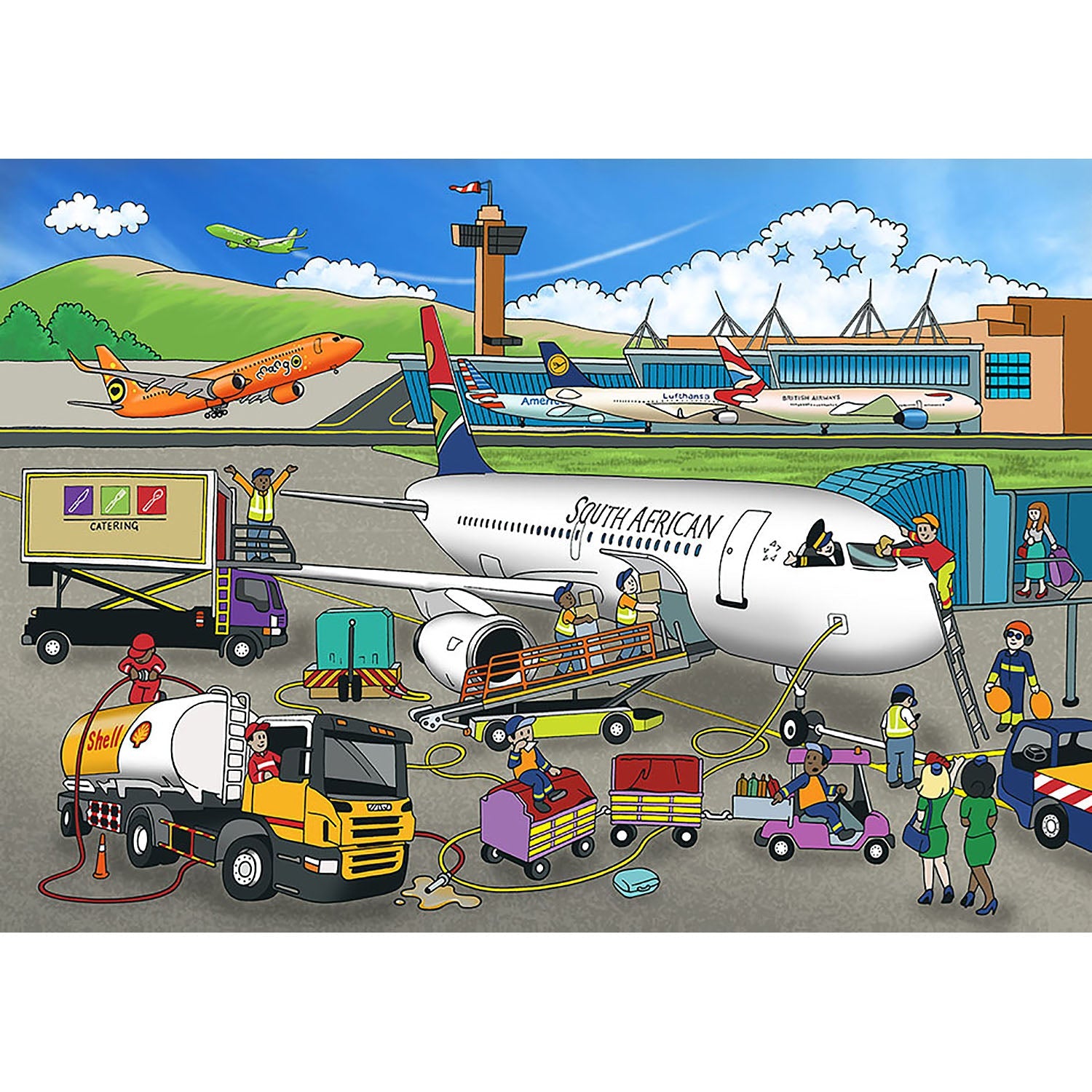 South African airport 24-piece wooden puzzle with aeroplane