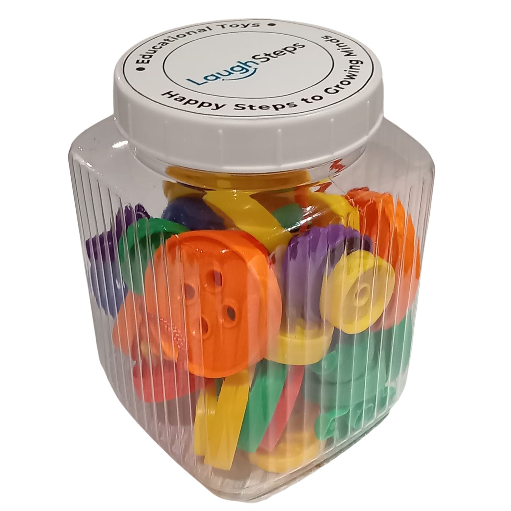 Playing with stacking and lacing buttons helps develop important early-learning skills such as hand-eye coordination.