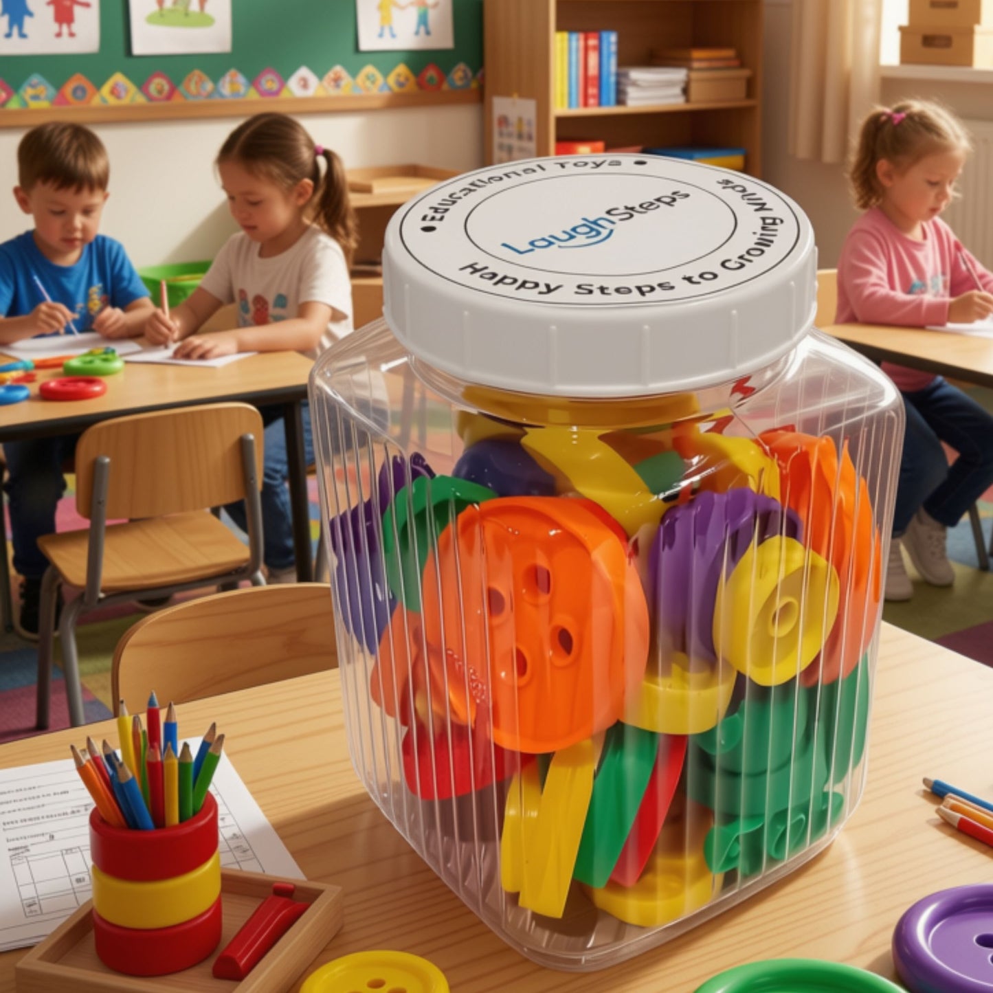 Playing with stacking and lacing buttons helps develop important early-learning skills | Pre-schools