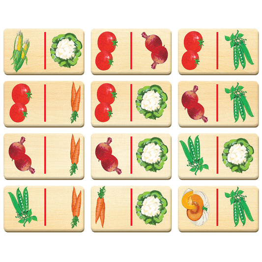 Vegetable wooden domino matching game