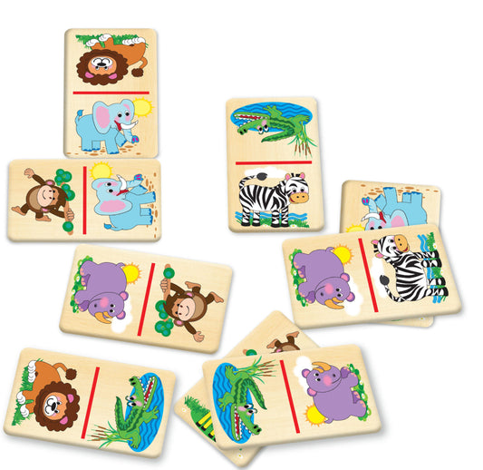 Wild animals jumbo wooden dominoes