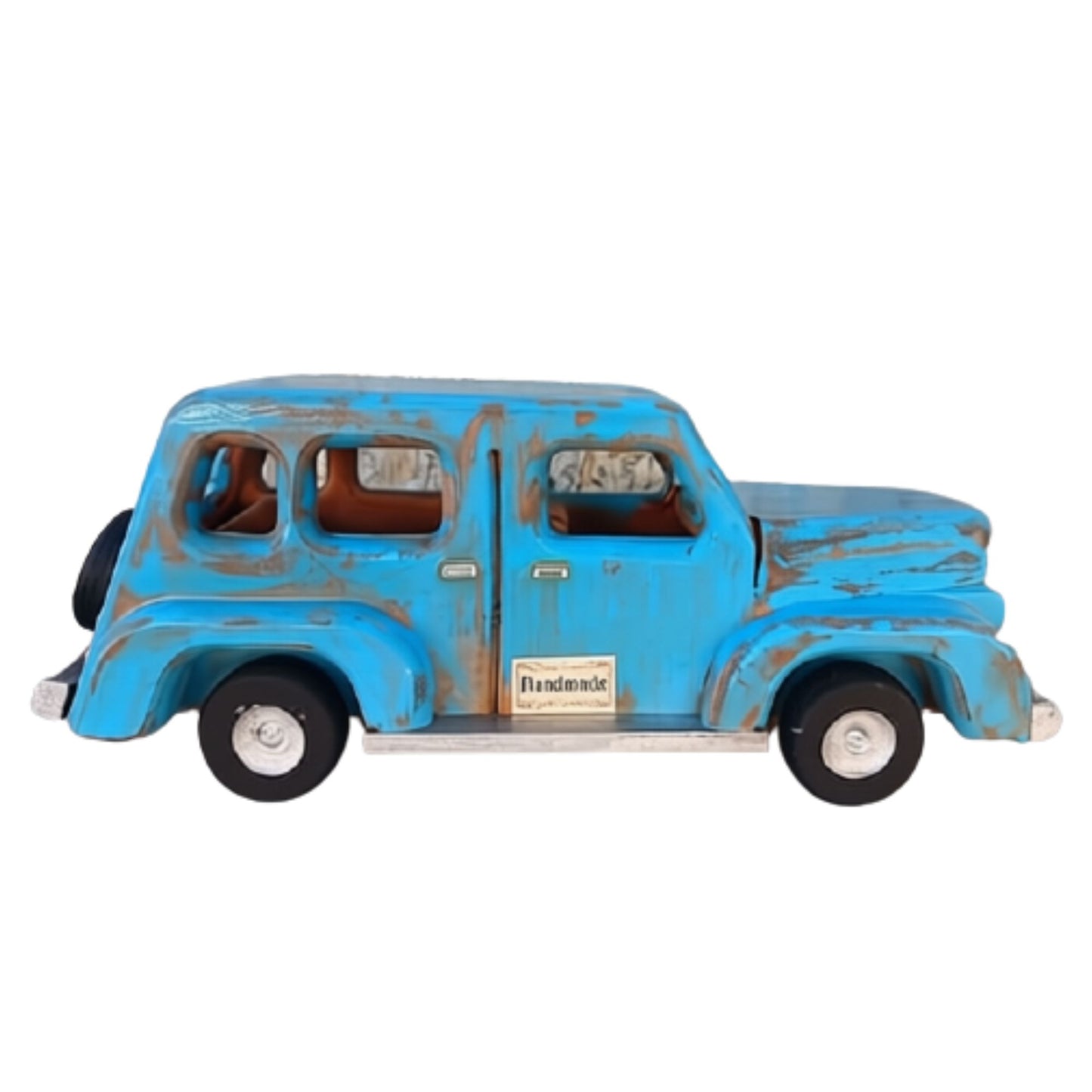 Wooden blue vintage ford toy car
