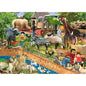 Meet fascinating zoo animals in this Animals 36-Piece Wooden Puzzle. This colourfull scene features a rhinoceros, buffalo, kudu, zebra, antelope, giraffe, crocodile, peacock and a pride of lions, surrounded by nature and visitors enjoying their day at the zoo.
